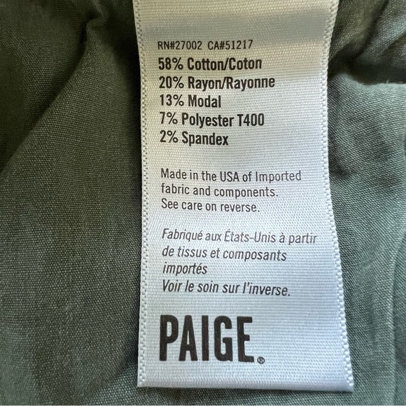 PAIGE Hoxton Ankle Skinny Jeans Women 28 Green Tea Cargo Stretch Denim - Picture 11 of 12